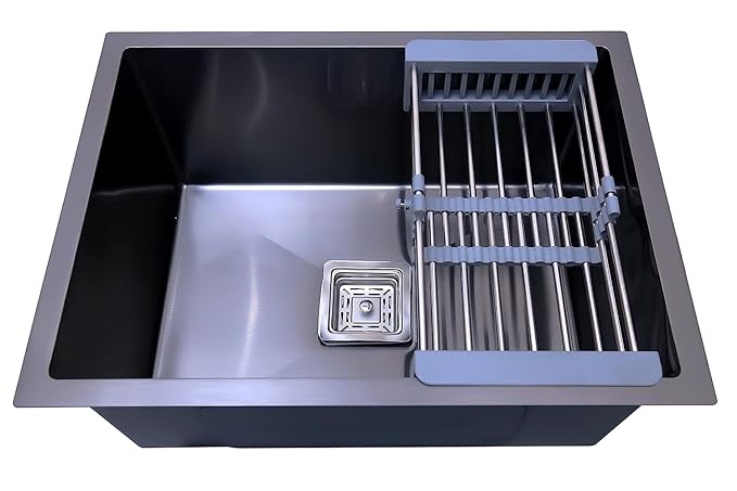 SIROTIA 24" X 18" X 9" BLACK Single Bowl Kitchen Sink Matte Finish With 304 Grade Stainless Steel