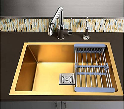 SIROTIA 24" X 18" X 9" GOLD Single Bowl Kitchen Sink Matte Finish With 304 Grade Stainless Steel