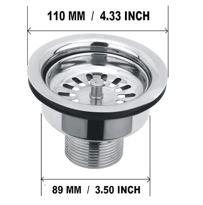 SIROTIA 304 Grade Stainless Steel Chrome Finish Waste Coupling/Drain Outlet for Kitchen sink