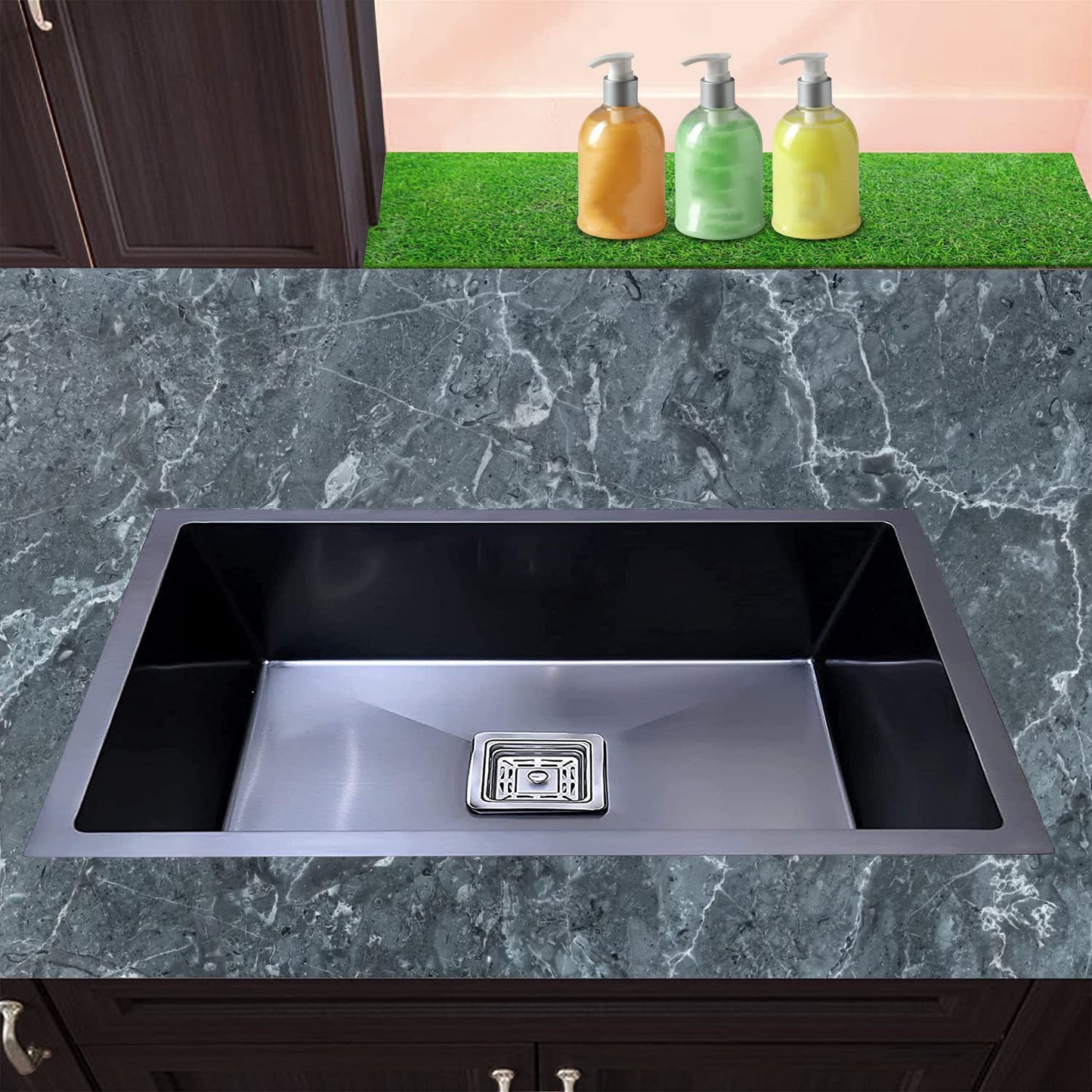 SIROTIA 24" X 18" X 10" BLACK Single Bowl Kitchen Sink Matte Finish With 304 Grade Stainless Steel